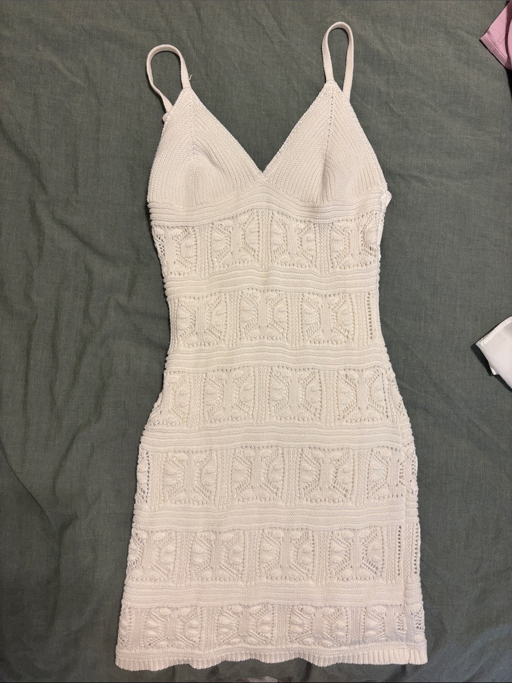 Olive & Oak Ivory Crochet Spaghetti-Strap Mini Dress